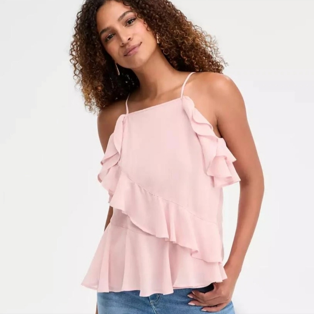 INC WOMEN'S RUFFLE TRIM APRON NECK TANK SIZE LARGE & MEDIUM NWT
